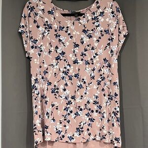 J.Jill Floral Pink Blue White Women's Weaver Collection Top pleated back